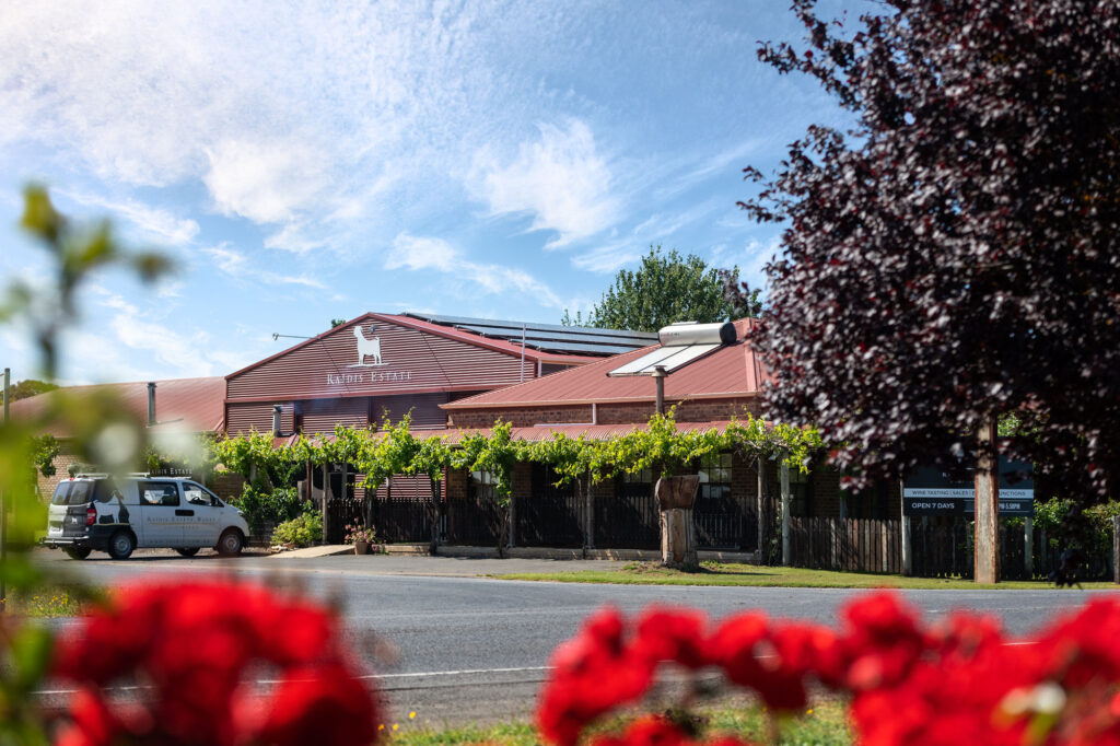 The Raidis Estate Cellar Door in Coonawarra, South Australia - showing expansive solar panels on the roof